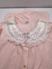 Vintage Milco New York Pink Pajama Set Shirt Pants Size Large Button Down