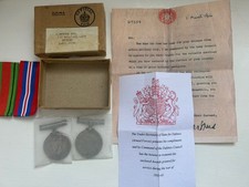 WW2 ORIGINAL WAR AND DEFENCE MEDALS IN NAMED OHMS MEDAL BOX.( Read Listing )