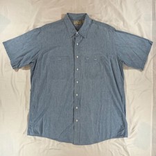 Vintage LL Bean Chambray Shirt Mens XL Tall Blue Short Sleeve Made in USA