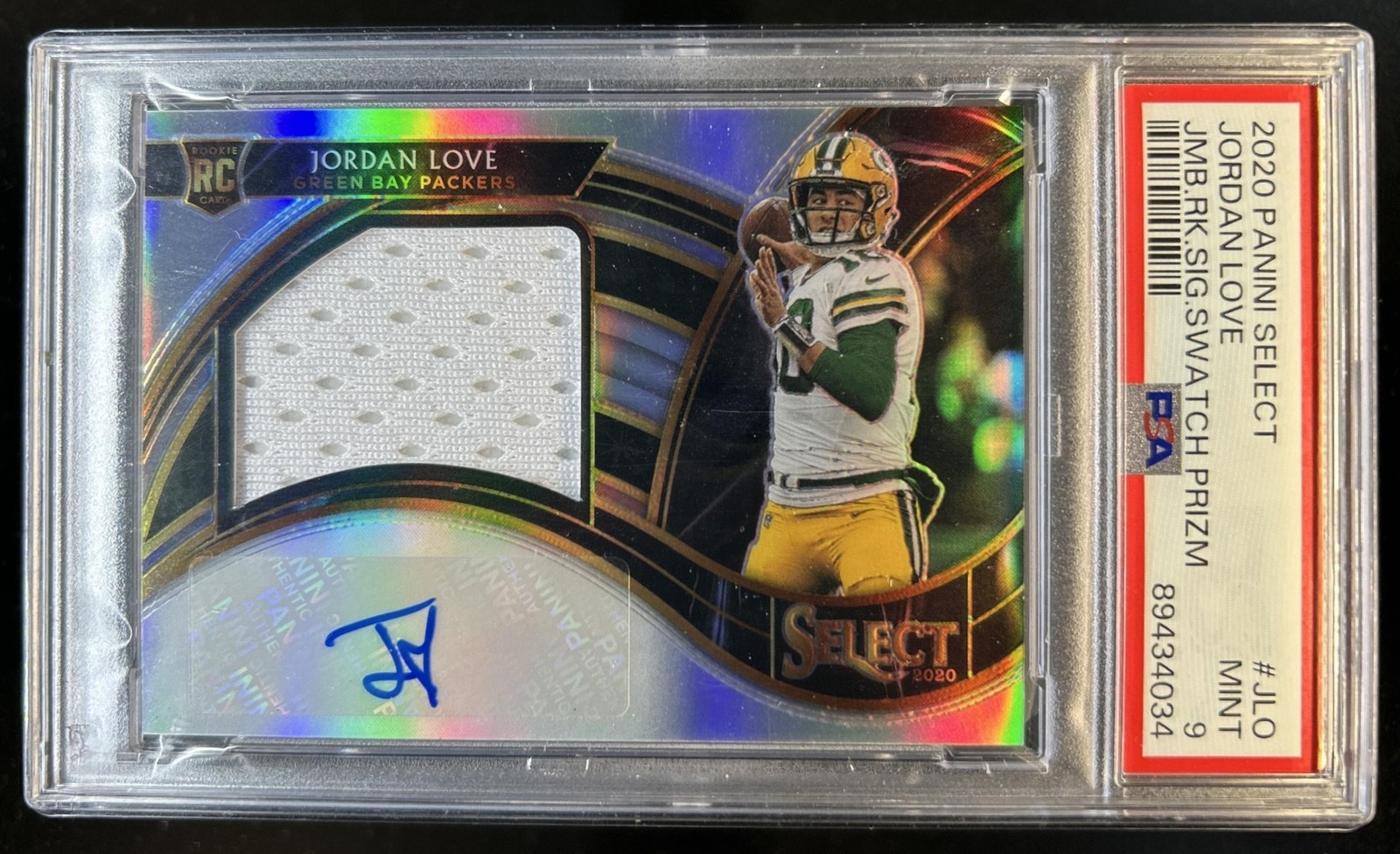 2020 Select Jordan Love Jumbo Rookie RC Jersey Prizm Auto Autograph #/99 PSA 9