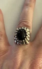 Vintage Mexico Retro Chunky Black Onyx Beaded Sterling Silver Ring Sz 5.5 7.4g