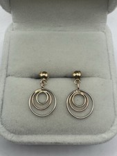 Gold Tri-Colour Rose/Yellow/White Triple Loop  Earrings 9ct