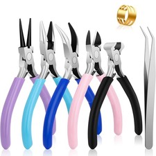 5 Pack Jewelry Pliers Tool Set, Includes Round, Chain, Needle, Bent Zipper ...