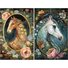 Horse Portraits #2 | A4 Mulberry Rice Paper | Paper for Decoupage