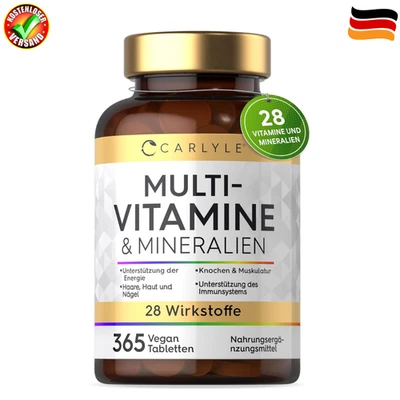 BRANDED Multivitamin Tabletten Hochdosiert mit 28 Vitamine & Mineralien | 365 Vegane Stk