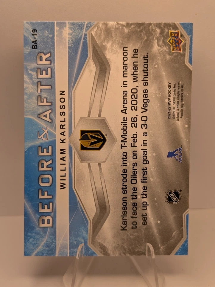 2021-22 Upper Deck MVP Before & After William Karlsson #BA-19 Las Vegas Knights - Image 2 of 2