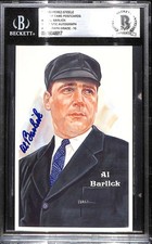 1980-01 Perez-Steele HOF Postcard 201 Al Barlick BGS Auto 10 Autograph B102354
