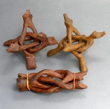 3 Hand Carved 4 Wood Interlocking Shell Displ...