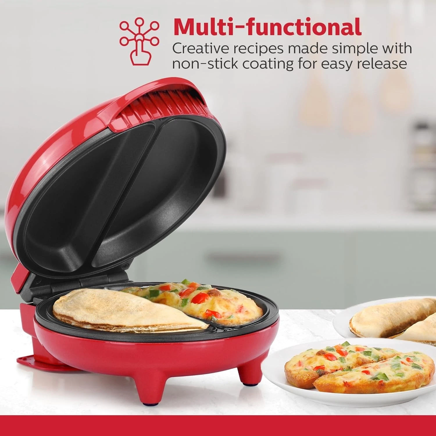 Stainless Steel 2 Section Omelet & Frittata Maker, Non Stick Coating, Easy Use