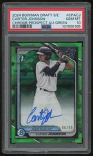 CARTER JOHNSON 2024 BOWMAN DRAFT CHROME SAPPHIRE GREEN AUTO 86/99 PSA 10