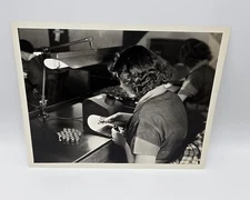 1940s 8x10” Photo-Woman inspecting Mechanical Nuts-Precision Optical Device