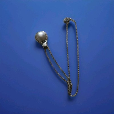 Edler Perlenanhänger 925 Sterling Silber Handarbeit Bali Mabe-Perle+Kette,Italy