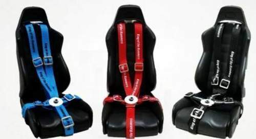 RC 1/10 Scale 4 POINT SEAT BELT Racing Harness W/ Metal Buckles (1PCS) -RED- - Picture 7 of 10