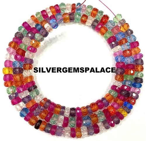 5mm Rondelle Natural Multi Sapphire Faceted Beads Multi Sapphire Gemstone Beads. - Picture 7 of 10