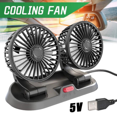 5V Doppellüfter Auto Ventilator Micro USB Lüfter für KFZ Caravan PKW Camping DE
