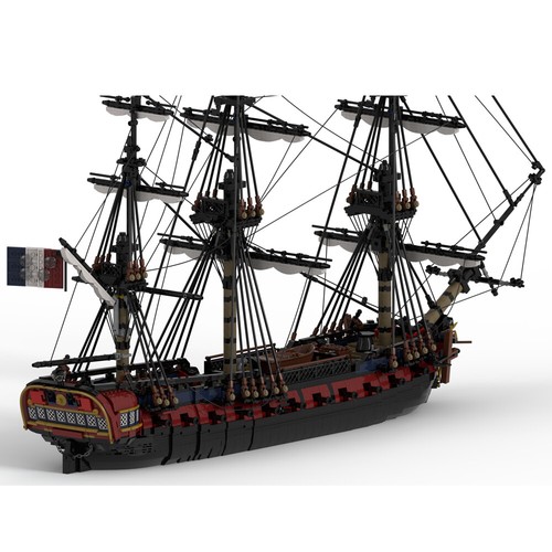 MOC: 28-Gun Frigate Full Rigged Ship with 3 Masts and Interior 6149 Pieces - Picture 5 of 5