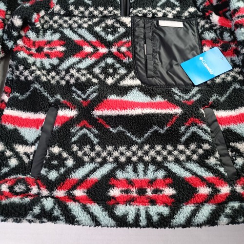 Columbia West Bend 1/4 Zip Women's S Small Pullover Fleece Red Black & White - Picture 2 of 9