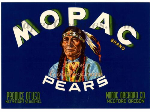 SALE! MOPAC PEARS, OR & NUCHIEF Apples WA Fruit Crate Labels Vintage-not copies - Picture 3 of 4