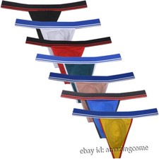 Men's Cotton Bikini Thong Underwear Elastic Belt Mini Tangas Soft String Y-Back