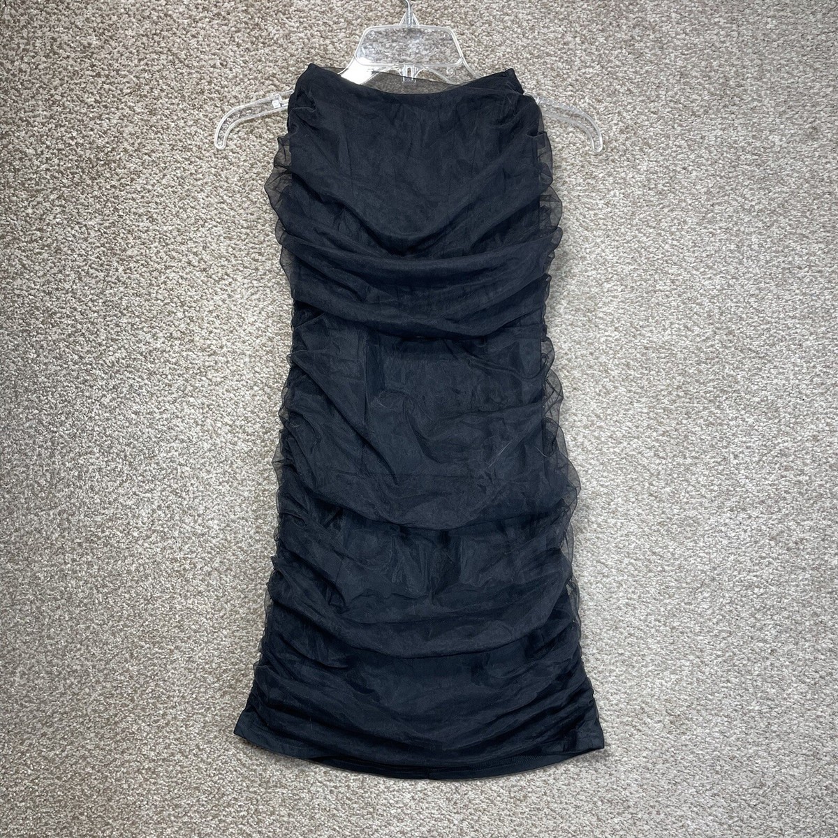 black mesh ruched bodycon dress POWER MESH RUCHED BODYCON DRESS – Thick main image 0