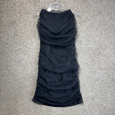 Prettylittlething Shape Black Mesh Ruched Bodycon Dress Size US 8 UK 12 EU 40