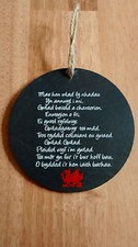 Welsh Slate 10cm Hanging Saying Plaque WELSH NATIONAL ANTHEM Ideal Xmas Cymraeg