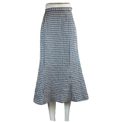 Moussy Midi Skirt Blue Plaid Check Mid Length Sz 1/XS