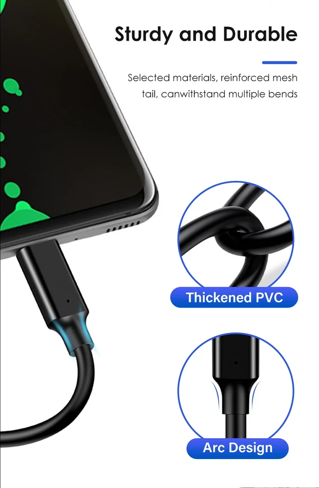 1PCS ⚡Type-C USB Charging Charger Cable⚡ For Samsung HUAWEI Xiaomi Durable - Image 3 of 4