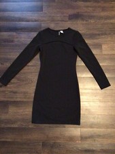 Divided H & M Black Skinny Ribbed Little Black Dress Cut Out Mini Size 2