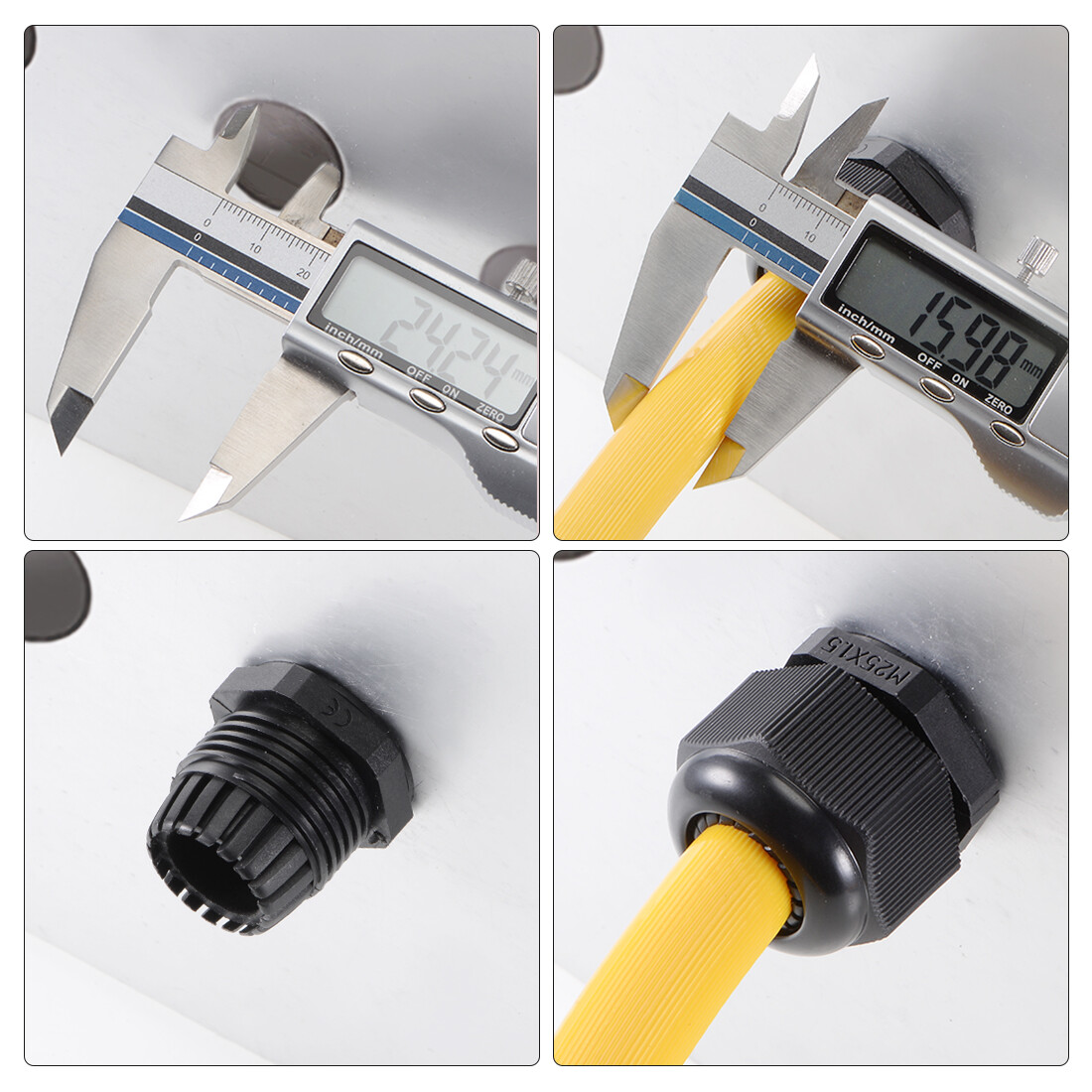 20pcs M20x1.5 Cable Gland 6mm-12mm Wire Hole Waterproof Nylon Joint Adjustable