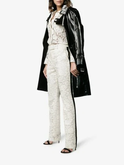 Pantalones CALVIN KLEIN 205W39NYC Marfil Blanco Encaje Negro Rayas Pierna Recta 0 36 XS Foto 2 de 4