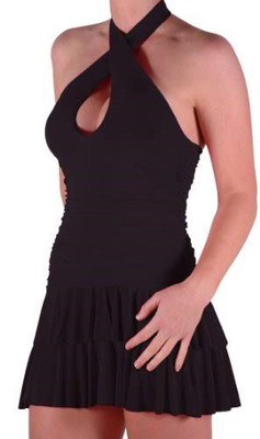 Womens Plain Casual Sleeveless Halter Neck Short Mini Micro Ruffled Ladies  Dress | eBay
