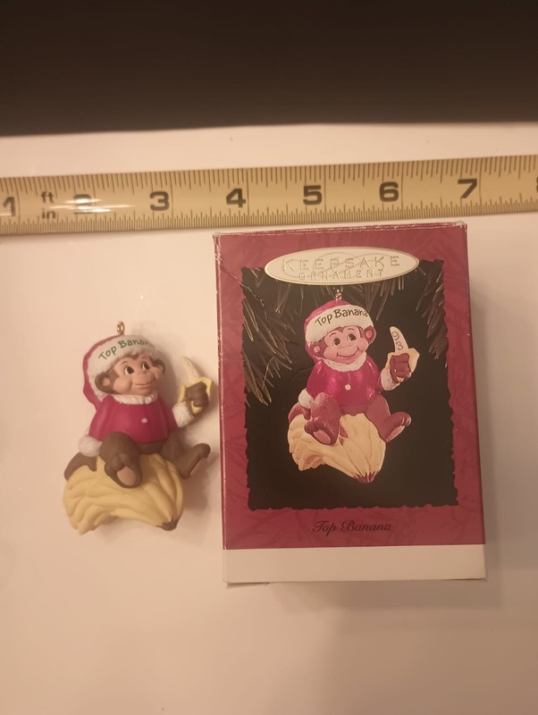 Vintage 1993 Hallmark Keepsake Ornament Top Banana - Monkey Sitting on Bananas