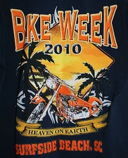Bike Week 2010 Shirt Surfside Beach SC Men's Size Small Heaven on Earth Sunset