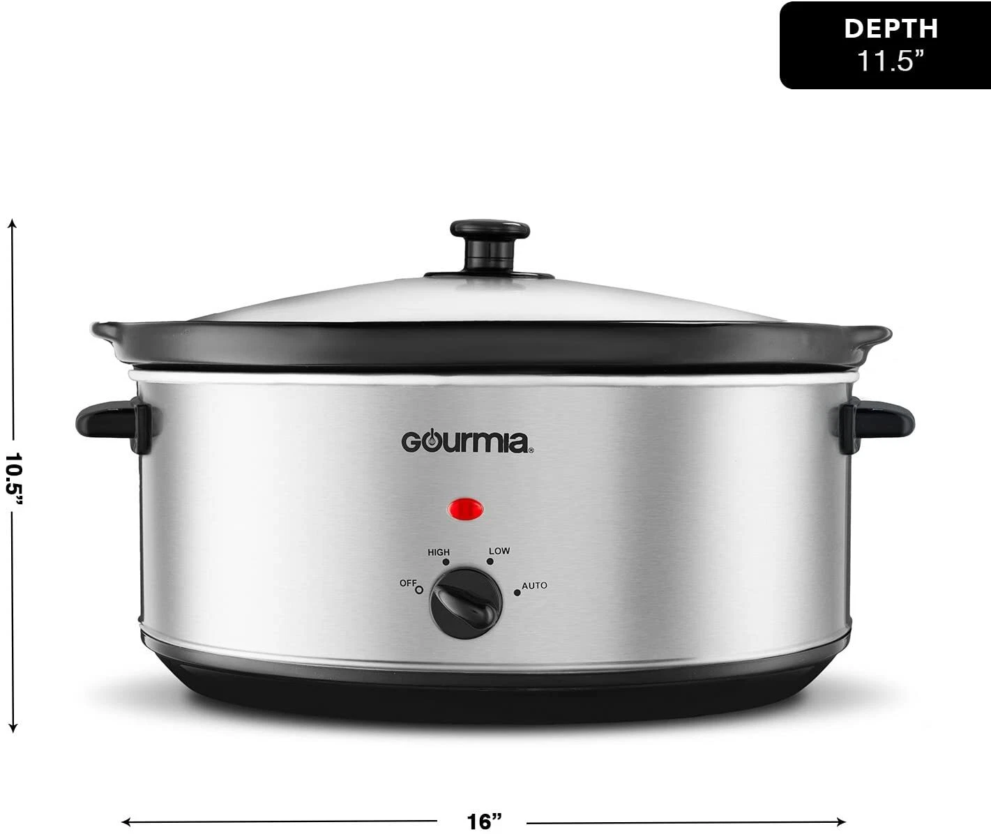 PC710 GOURMIA 7 Quart Oval Stainless Steel Slow Cooker with Auto Mode and Cool