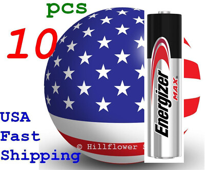 10 piece AAA LR03 EN92 Max Energizer Bulk 1.5V Alkaline Battery w/trk# 12yr