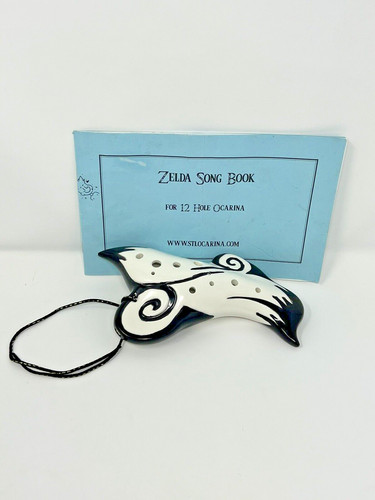 STL 12-Hole Tenor Ocarina C Major "Sumi" Black and White with Zelda Song Book