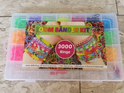 Cepewa Loom Bänder Kit Plastikbox Loom Bands Set 3000 Stk mit Anleitung