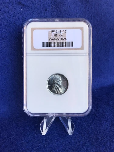1943-S STEEL LINCOLN CENT 1c WHEAT PENNY *NGC MS66 GEM BRILLIANT UNC* LUSTEROUS