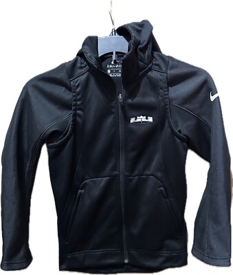 NIKE LeBron James Hoodie YOUTH Small Black Dri-Fit Full Zip