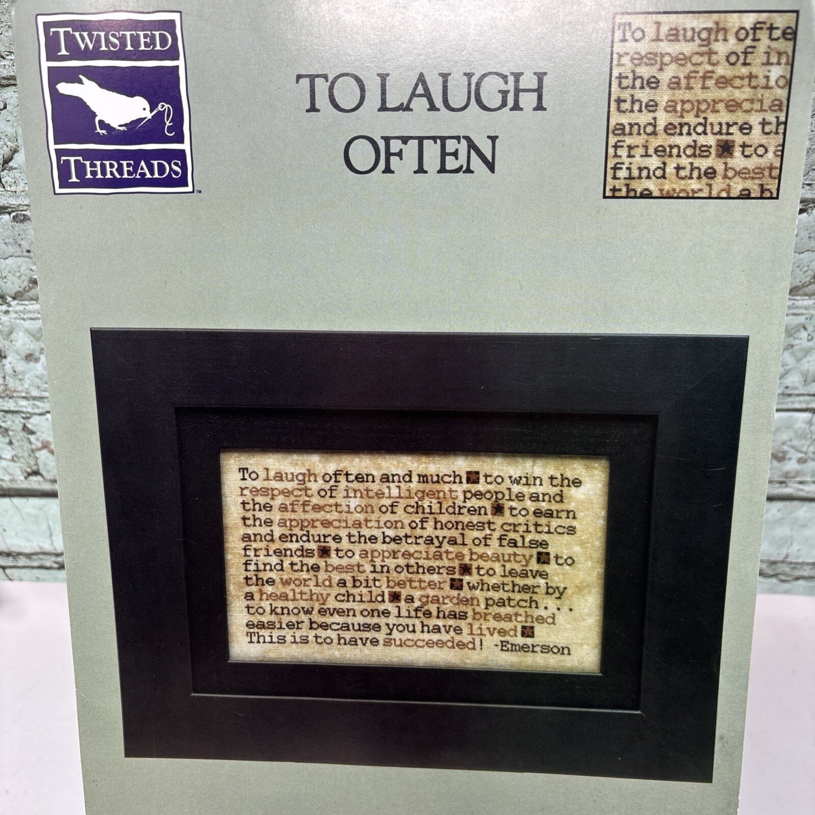 Twisted Threads Cross Stitch Chart Only TO LAUGH OFTEN Ralph Waldo Emerson