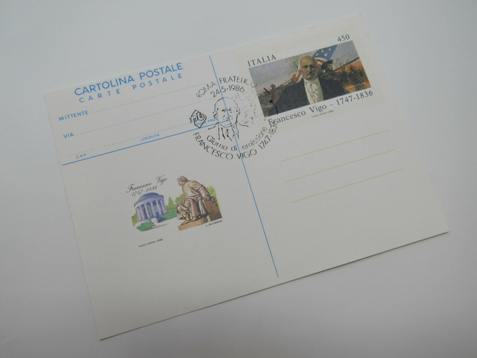 USPS Scott UX111 14c Francesco Vigo VG/F (Very Good/Fine) Postal Card