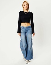 BDG Urban Outfitters PUDDLE jean, wide leg cargo Jean Size 24 EUC