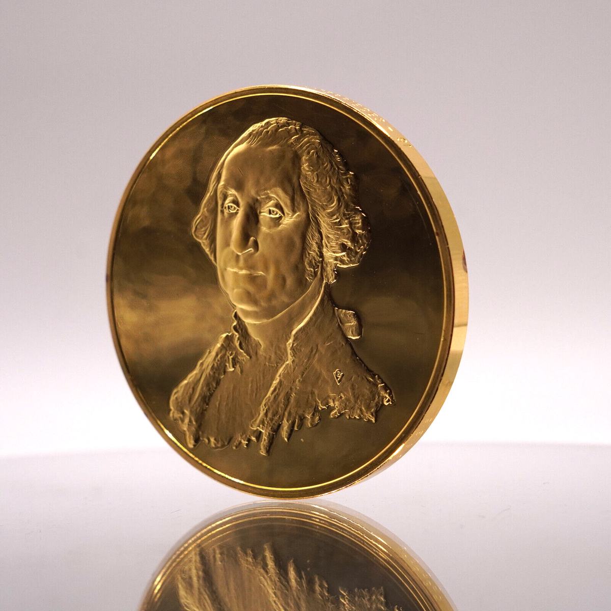 President George Washington 24k Gold Franklin Mint 925 Silver art