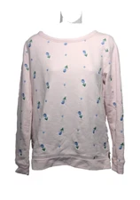 1925-Talbot's Tulip Embroidered French Terry Long Sleeve Pink Sweatshirt Small