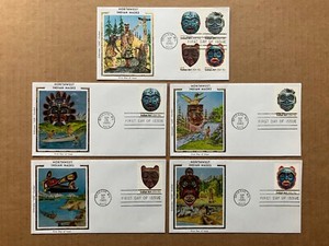 1980 15c Pacific NW Indian Masks 1834-37 Colorano Silk FDC Master Set of (5)