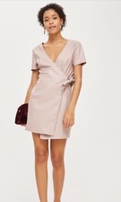 Topshop Pink Nude PU Wrap Mini Dress Uk 6 Rrp £39