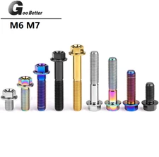 M6 M7 Titanium Hex Flange Head Bolts Screws 10 15 20 25 30 35 40 45 50mm x 1.0mm