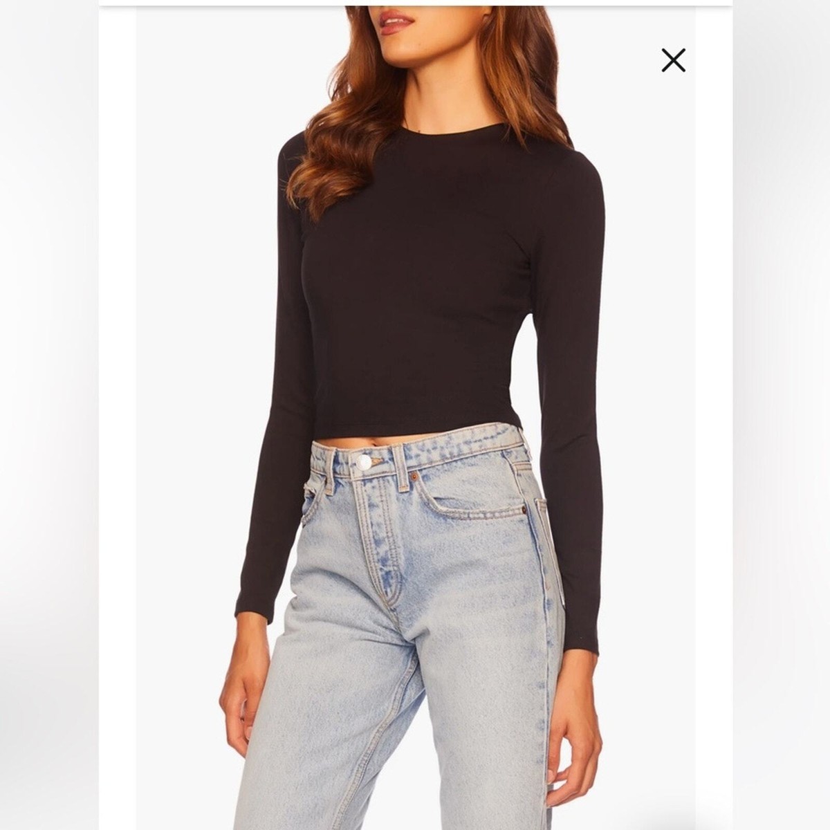 NWT $128 Susana Monaco X Revolve Long Sleeve Crop Crew Top Women