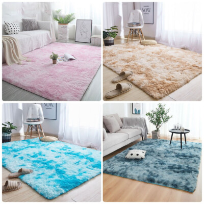 Tie-Dye Area Rugs Shag Fluffy Rugs Carpets Floor Mat for Living Room 4 Colors